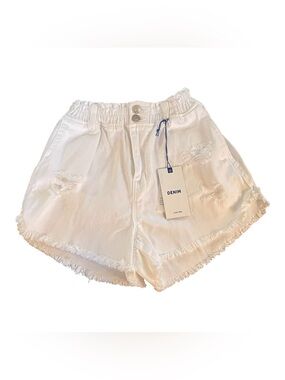 Love Tree Denim Jean Shorts Women’s S Distressed High Waisted White